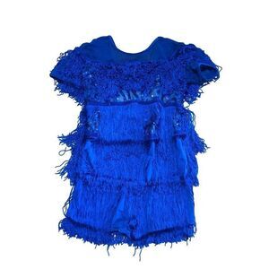 Kids Blue Fringe Dance Costume